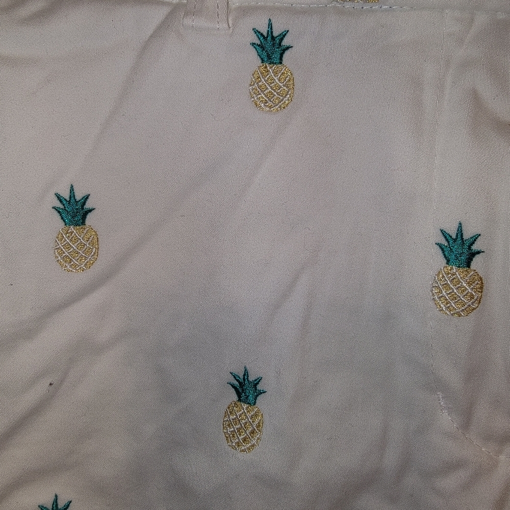 Misses sz 10 British Khaki pineapple shorts very cute - Picture 4 of 5